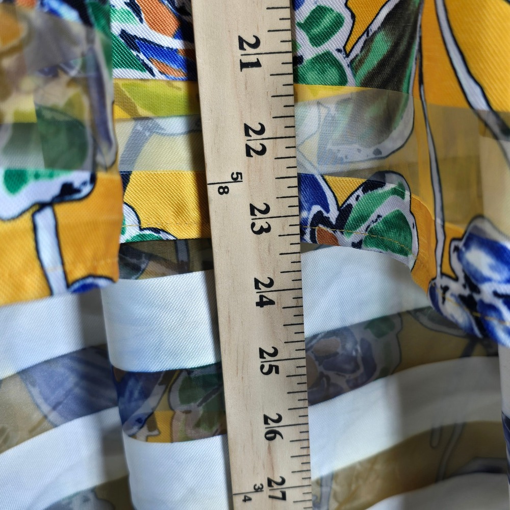 Banjul Bold Floral Print High Low‎ Midi Skirt Sheer Overlay Woman Small Pleated - Picture 8 of 12